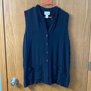 “5/$20” Diane Von Furstenberg sleeveless black button up blouse size large